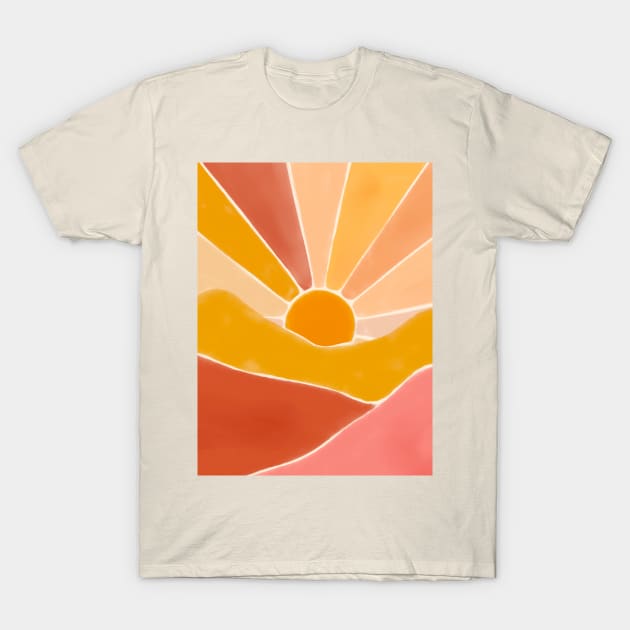 Golden Sunset Landscape Boho Chic T-Shirt by Trippycollage
